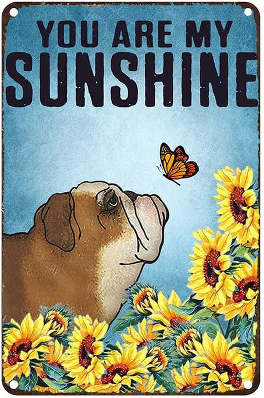 English Home Office - Vintage Metal Tabela İngiliz Bulldog'u Kelebek