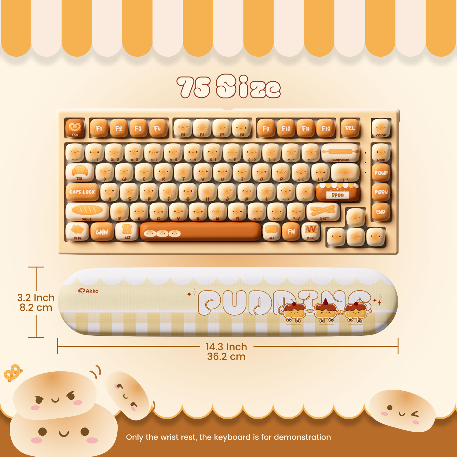 Home Office Keyboard - Akko Pudding Buns Klavye Bilek Desteği