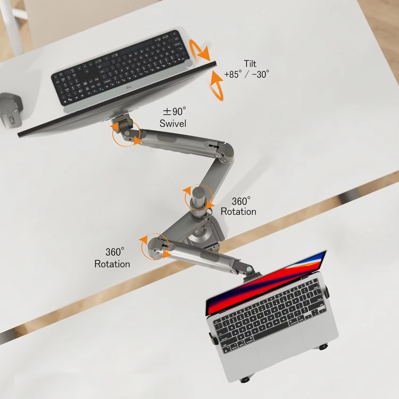 Monitor Arm Dual - Çift Kollu 2'si 1 Arada Kombine