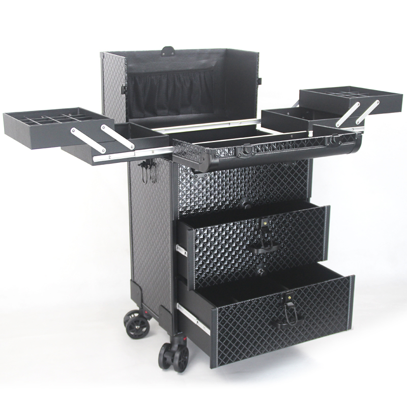 Rolling File Cart - Büyük Çok Katmanlı Profesyonel Kozmetik Çantası,