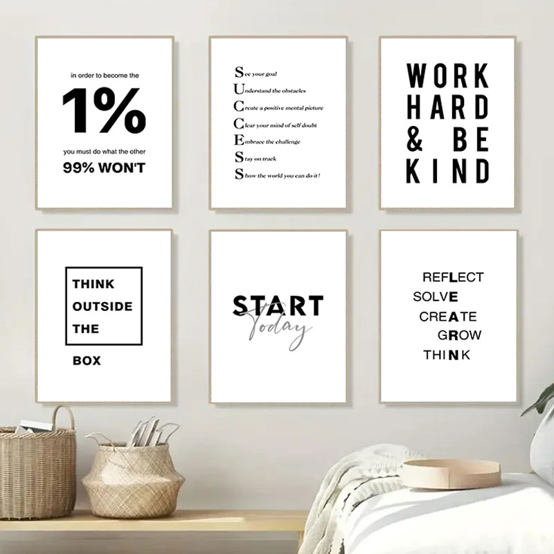 Home Office Room Inspiration - 1 Adet Basit Siyah Beyaz İlham