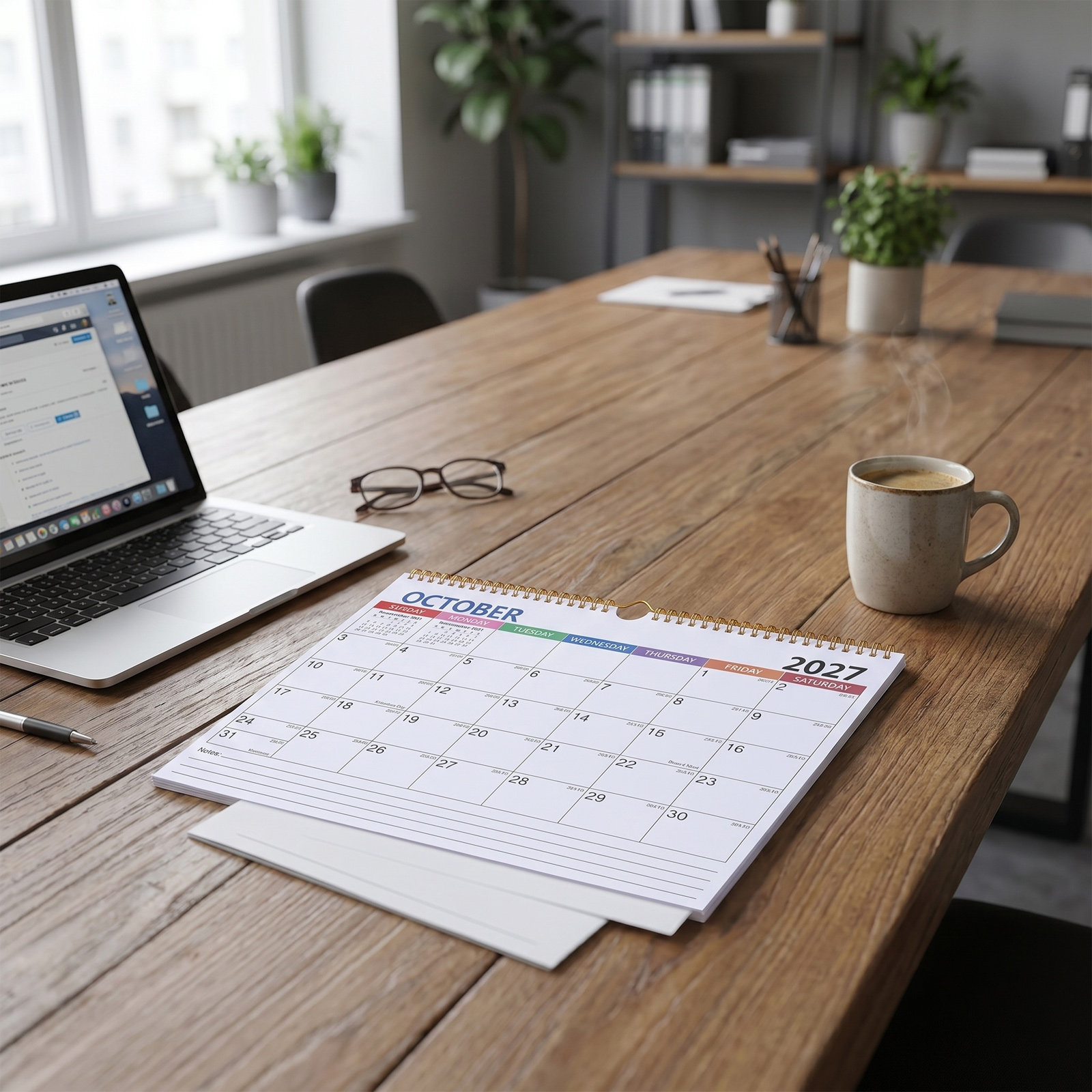 English Home Office - 2027 Minimalist Duvar Takvimi Çift Telli