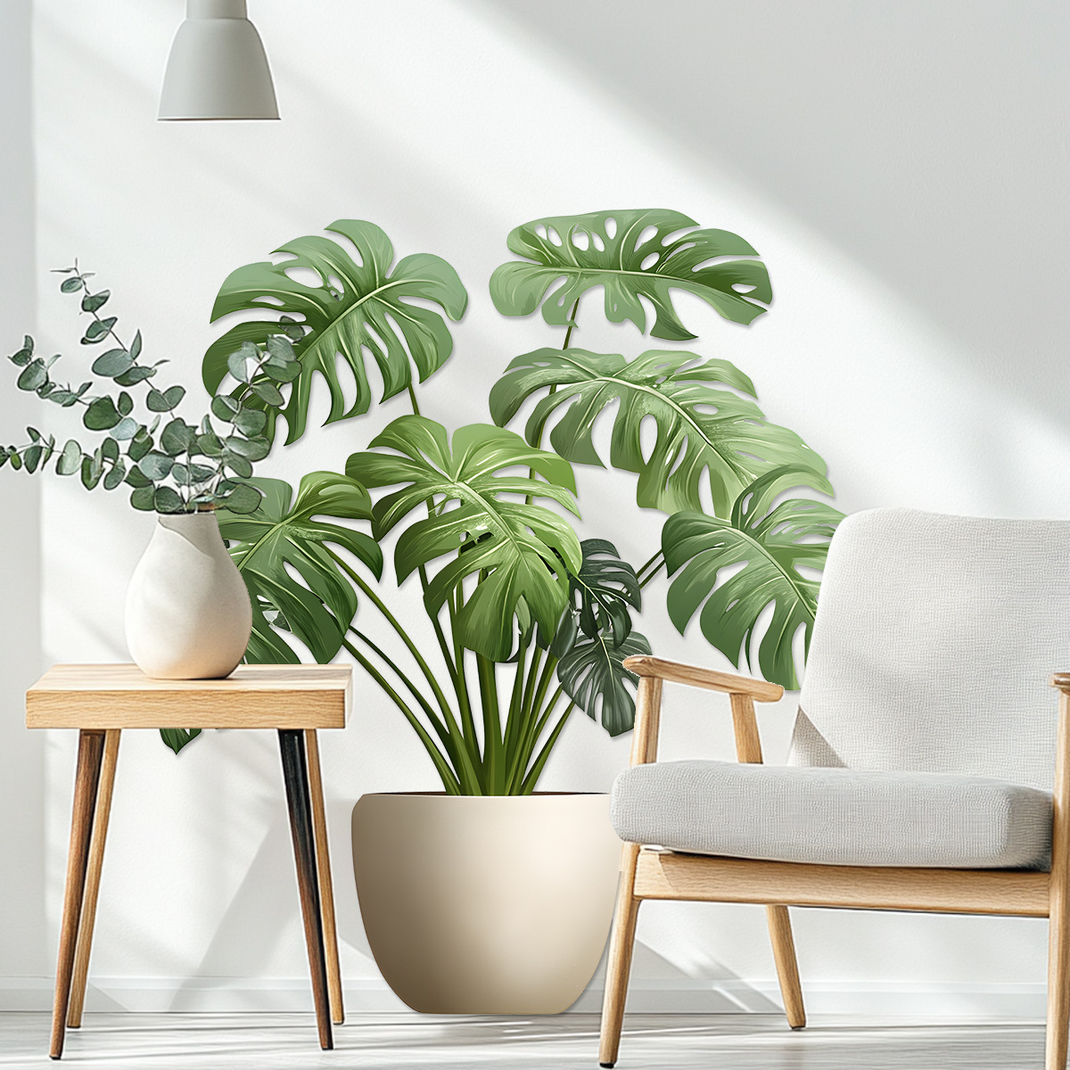 3D Etiket Yeşil saksı Duvar De - Home Office Wallpaper incelemesi ve fiyatı
