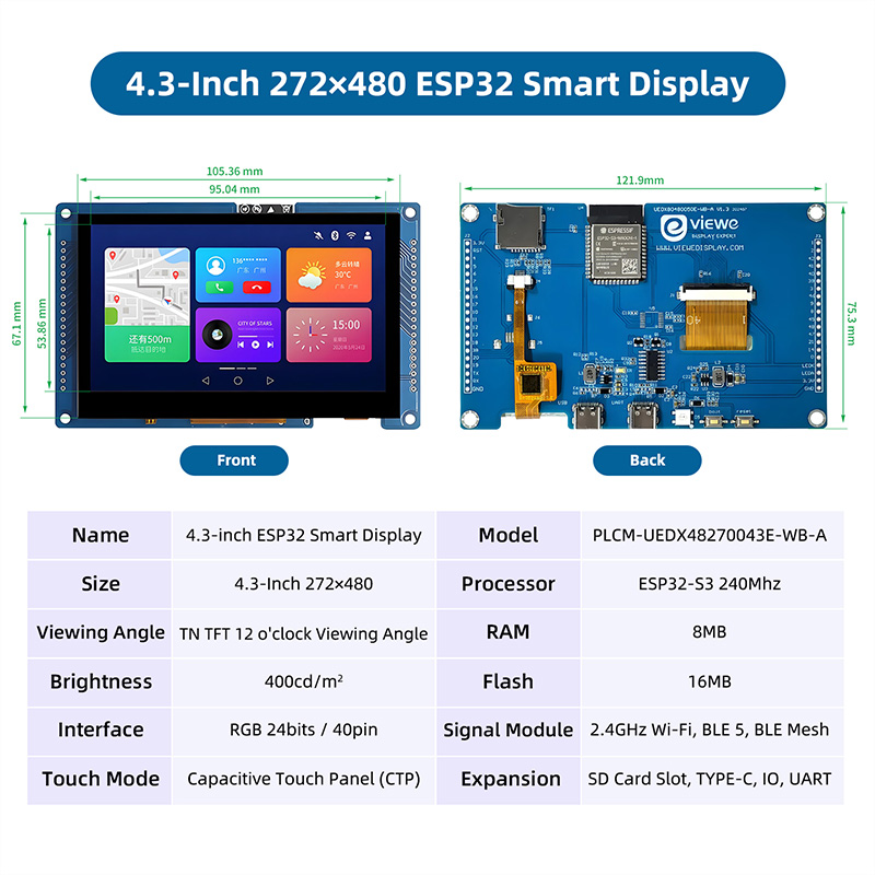 ESP32 S3 4.3 İnç 480*272 Kapas - Monitor Arm Dual incelemesi ve fiyatı